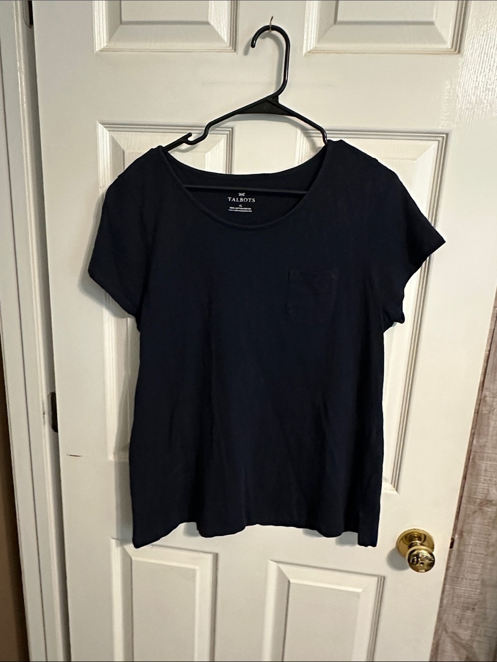 Talbots Navy Short Sleeve Pocket Tee - Classic Crew